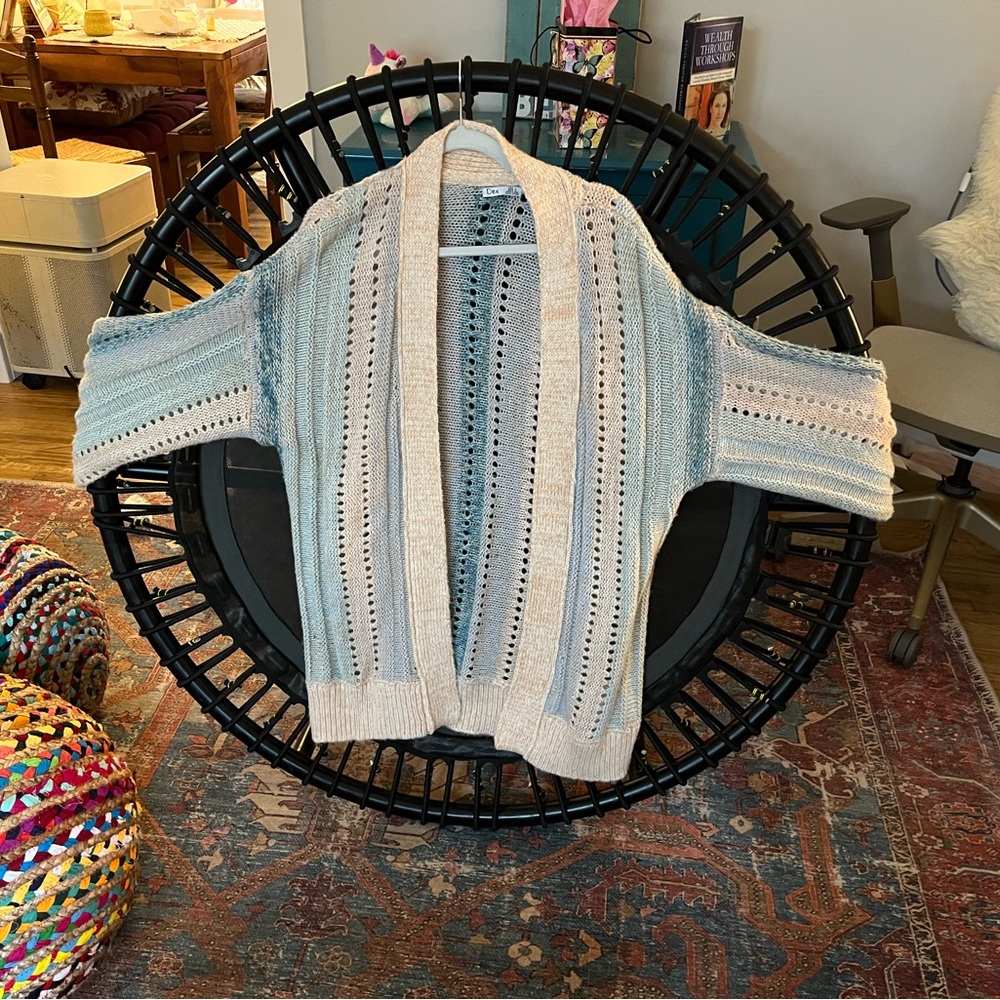 New Women's Soft Open-Knit Sweater - pale Blue, Cream & Pink